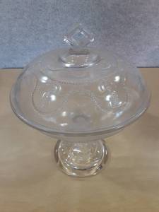 lot 5006 image: Antique EAPG Cord and Tassel Covered Compote Dish  Labelle Glass Co.   10.5 x 8.5
