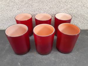 lot 5015 image: Lot of 6 Cased Art Glass Juice Glasses  3.5 x 2.75