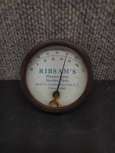 lot 5025 image: Vintage Advertising Thermometer  Ribsams Flower-Seeds Garden Tools  3