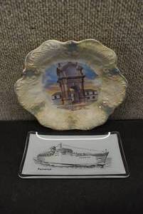 lot 1033 image: Vintage Lot of 2 Souvenir Dishes  Plymouth Rock, Fairwind Cruise Ship  7 and 6.25 x 3.25