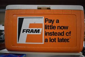 lot 6003 image: Large FRAM Cooler Full of Personal Care Supplies  Coleman  27.5 x 14.5 x 16
