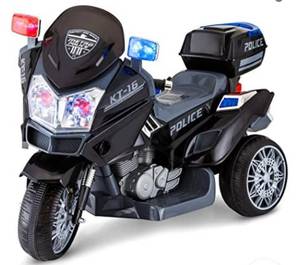 lot 9088 image: Kid Trax Police Rescue Motorcycle 6V Battery-Powered Ride-On Toy Black