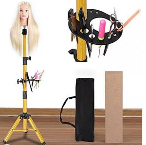 lot 20022 image: HEAVY DUTY WIG STAND WITH TRAY IN GOLD