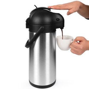 lot 20032 image: 101 Oz (3L) Airpot Thermal Carafe  Lever Action  Stainless Steel Thermos  12 Hour Heat Retention  24 Hour Cold Retention by Cresimo