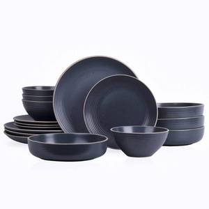 lot 20200 image: STONE LAIN Stone  Lain Lauren 16-Piece Charcoal Round Stoneware Dinnerware (Service for 4), Grey