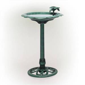 lot 20223 image: Alpine Corporation 30-Inch Outdoor Plastic Bird Bath and Feeder, Green