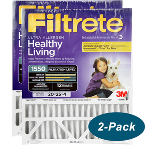 lot 20234 image: 3M Filtrete Healthy Living 1550 MPR Ultra Allergen Reduction Filters 20x25x4 2-PK
