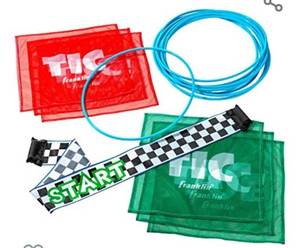lot 60033 image: Franklin Field Day Tic Tac Toe Racing for Kids and Adults - Perfect for Backyard Play - Includes 9 Play Space Hoops, 6 Tic Tac Toe Flags and 1 Starting Line