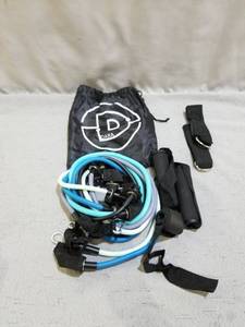 lot 60085 image: DARA Blue Resistance Exercise Band Set (11 Pcs) 100lbs Stackable Latex Workout Tubes with Handles, Door Anchor & Legs Ankle Straps Home Gym Workout Tool for Pilates, Yoga, Physical Therapy