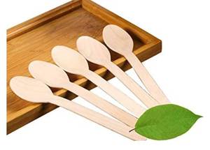 lot 60148 image: Disposable Wood Cutlery Spoons, Biodegradable and Earth Friendly, 6.25 Inch Length - 1 Pack of 100 pcs