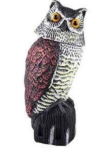 lot 60176 image: Plastic Owl Scarecrow Sculpture with Rotating Head for Garden Yard Outdoor