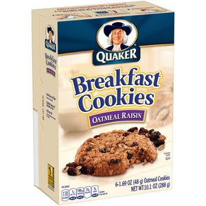 lot 39062 image: Quaker Breakfast Cookie Oatmeal Raisin (6- 1.69 Ounce) 10.1 Ounce 6 Pack Paper Packet