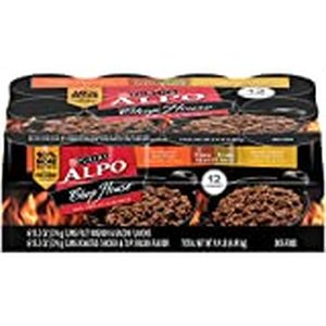 lot 39158 image: (12 Pack) Purina ALPO Wet Dog Food Variety Pack, Chop House Filet Mignon & Bacon & Roasted Chicken & Top Sirloin Flavor, 13.2 oz. Cans