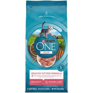 lot 39159 image: Purina ONE High Protein, Natural Dry Kitten Food, Plus Healthy Kitten Formula, 7 lb. Bag