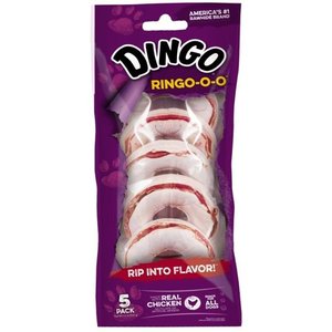 lot 39160 image: Dingo Ring-o-o Chews for Dogs Made with Real Chicken, 5-Count