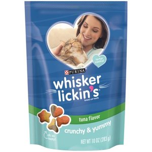 lot 39165 image: Purina Whisker Lickins Cat Treats, Crunchy & Yummy Tuna Flavor, 10 oz. Pouch