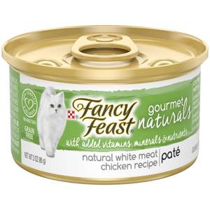 lot 39198 image: (12 Pack) Fancy Feast Grain Free, Natural Pate Wet Cat Food, Gourmet Naturals White Meat Chicken Recipe, 3 oz. Cans