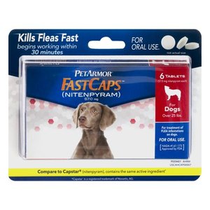lot 39199 image: PetArmor FastCaps (Nitenpyram) Oral Flea Tablets for Medium and Large Dogs (Over 25 Pounds), 6 Tablets