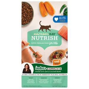 lot 39255 image: Rachael Ray Nutrish Indoor Complete Natural Dry Cat Food, Chicken with Lentils & Salmon Recipe, 3 lbs