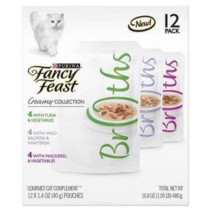 lot 39257 image: Purina Fancy Feast Creamy Collection Broths Variety Pack Wet Cat Food, 1.4 Oz, 12 Ct