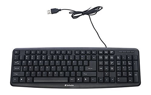lot 31865 image: Verbatim Slimline Full Size Wired Keyboard USB Plug-and-Play - Compatible with PC, Laptop - Black