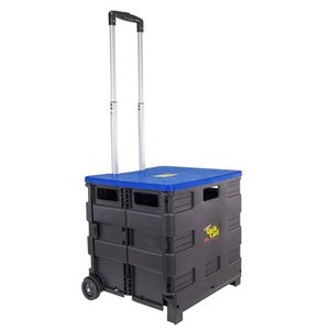 lot 30000 image: dbest products Quik Cart two Wheeled Collapsible Handcart with Blue Lid Rolling Utility with Seat Heavy Duty Lightweight