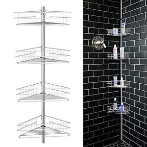lot 30024 image: Gdrasuya10 4-Tier Bathroom Shower Shelf Rack Storage Basket with Hook Constant Tension Corner Shower Caddy Shower Tension Pole Caddy 4-Shelf Rustproof Shower Tension Pole Caddy