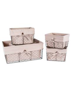 lot 30063 image: Design Imports Chicken Wire Liner Basket Set of 5