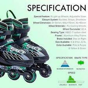 lot 30004 image: Sowume Adjustable Inline Roller Skates With Light up Wheels, Adult Men and Women