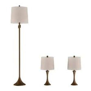 lot 30066 image: Lavish Home Table And Floor Lamps �� Set Of 3 Mid-century Modern Metal Flared Led