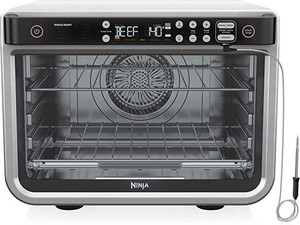 lot 5441 image: Ninja DT251 Foodi 10-in-1 Smart XL Air Fry Oven, Bake, Broil, Toast, Air Fry, Roast, Digital Toaster, Smart Thermometer, True Surround Convection up to 450°F, includes 6 trays & Recipe Guide, Silver