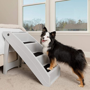 lot 5446 image: PetSafe CozyUp Folding Pet Steps - Pet Stairs for IndoorOutdoor at Home or Travel - Dog Steps for High Beds - Built-in Safety Features Includes Siderails, Non-Slip Pads - Durable, Support 150-200 lbs
