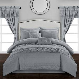 lot 5453 image: Queen 20pc Tinos Bed In A Bag Comforter Set Gray - Chic Home