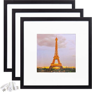 lot 5455 image: upsimples 12x12 Picture Frame Set of 3,Display Pictures 8x8 with Mat or 12x12 Without Mat,Multi Photo Frames Collage for Wall,Black