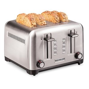 lot 5481 image: Hamilton Beach - Professional 4-Slice Toaster with Bagel, Defrost and Reheat Settings - STAINLESS STEEL