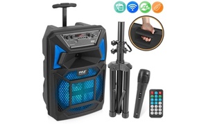 lot 5515 image: Pyle PPHP82SM Portable Bluetooth PA Speaker System, Subwoofer, 400 Watt