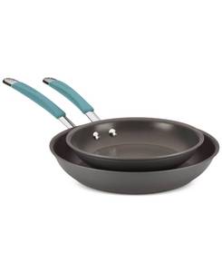 lot 5525 image: Rachael Ray Cucina Agave Blue Hard-Anodized 9.25 & 11.5 Skillet Set