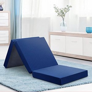 lot 5529 image: olee sleep tri-folding memory foam topper, blue