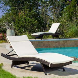 lot 5564 image: Salem Outdoor Chaise Lounge Cushion (Set of 2) by Christopher Knight Home Retail$171.99