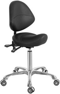 lot 5574 image: Saddle Stool Chair with Back Support, Heavy-Duty(350LBS), Hydraulic Rolling Swivel Adjustable Stool Chair for Salon Spa Beauty Massage Dental Clinic Home Office Use (Black)