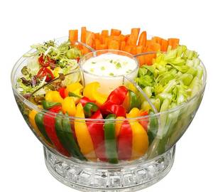 lot 5474 image: Acrylic Cold Bowl Salad Dessert Food Set Ice Tray Dish 4 Way Divider Cup Serving