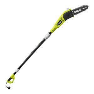 lot 11544 image: Ryobi Pole Chainsaw Pruner 8 in. Bar 6 Amp Corded Electric Chain Saw Pruner Angled Head RY43160A