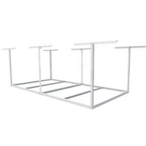 lot 16467 image: FLEXIMOUNTS White Adjustable Height Overhead Garage Storage Rack (96 in W x 48 in D)