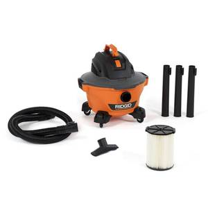 lot 16477 image: RIDGID 6 Gal. 3.5-Peak HP NXT WetDry Shop Vacuum with Filter, Hose and Accessories, OrangesPeaches
