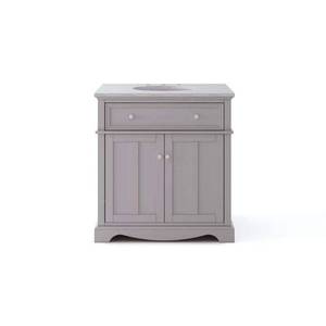 lot 16506 image: Home Decorators Collection Fremont 32 in. W x 22 in. D Vanity in Grey with Granite Vanity Top in Grey with White Sink - Retail $359.00