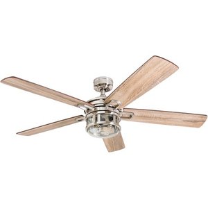 lot 16610 image: Honeywell Bontera 52 Craftsman Brushed Nickel LED Remote Control Ceiling Fan