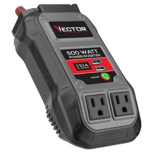 lot 16617 image: Vector 500 Watt Power Inverter, Dual Power Inverter, Two USB Charging Ports
