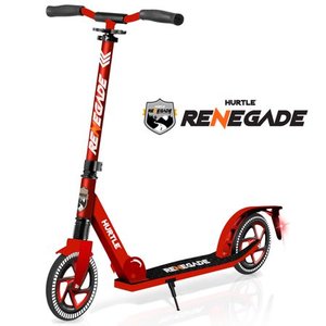 lot 21349 image: Hurtle Fitness HURTSRD.5 - Lightweight and Foldable Kick Scooter - Adjustable Scooter for Teens and Adult, Alloy Deck with High Impact Wheels (Red)