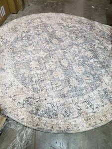 lot 21917 image: Loloi Sky GrayApricot 8 Foot Round Area Rug