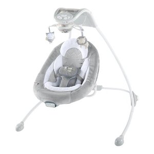 lot 21926 image: Ingenuity DreamComfort InLighten Cradling Plug-In Swing with LighttBeams Mobile - Braden